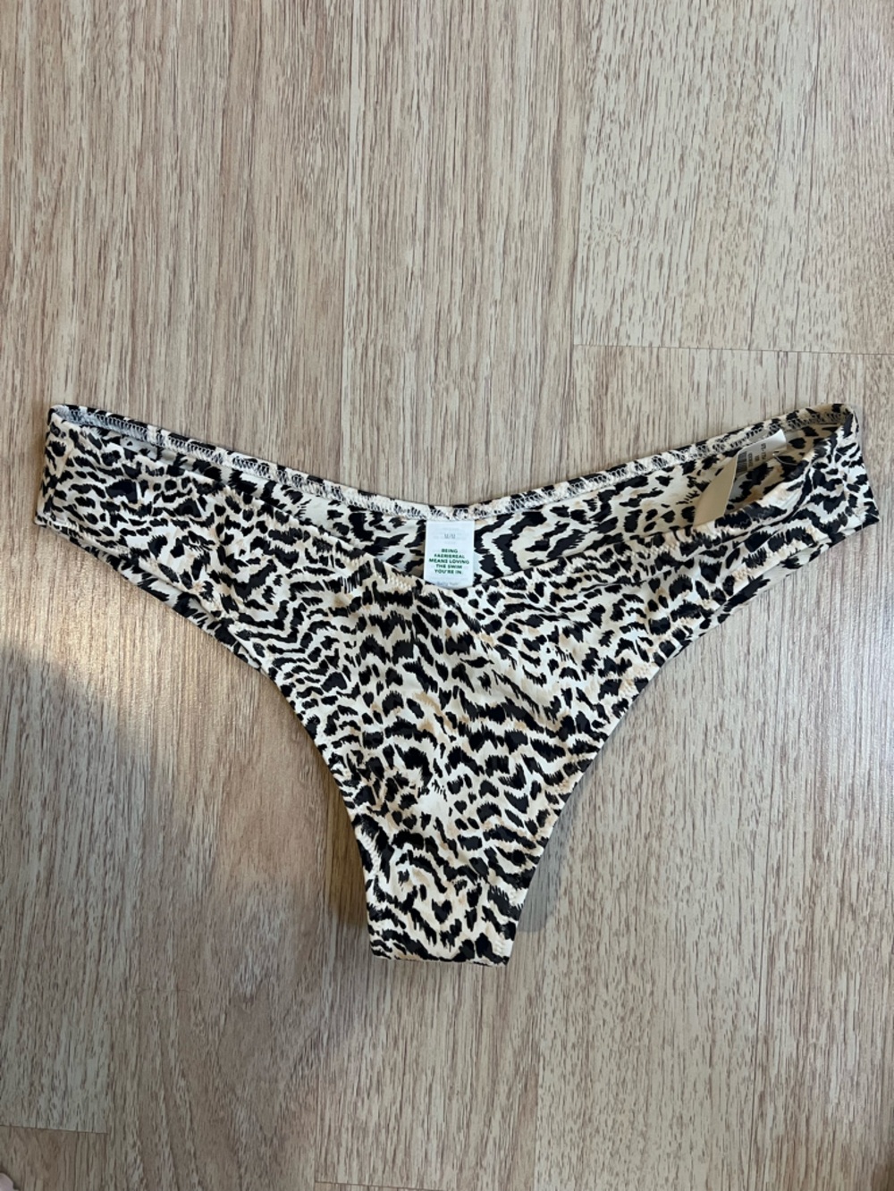 Animal Print Bikini Bottoms - Black and Cream